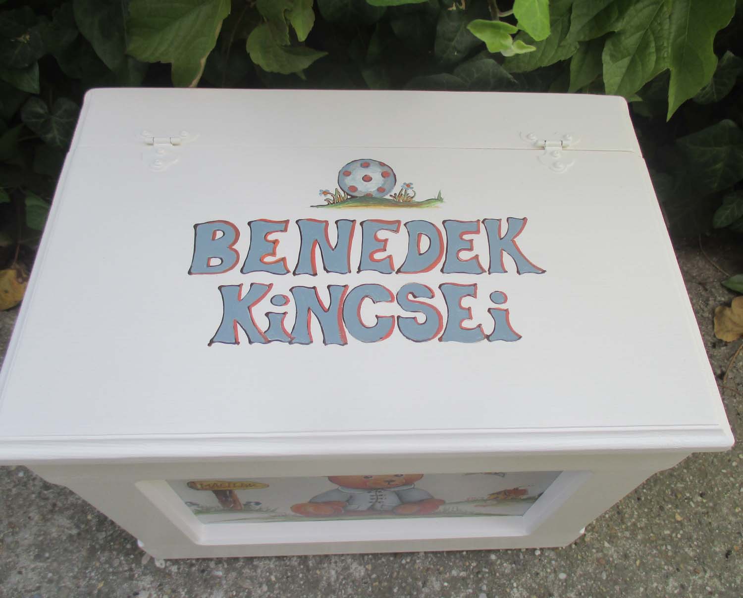Festett névreszóló Keresztelő láda - Teddy mackó - Image 2