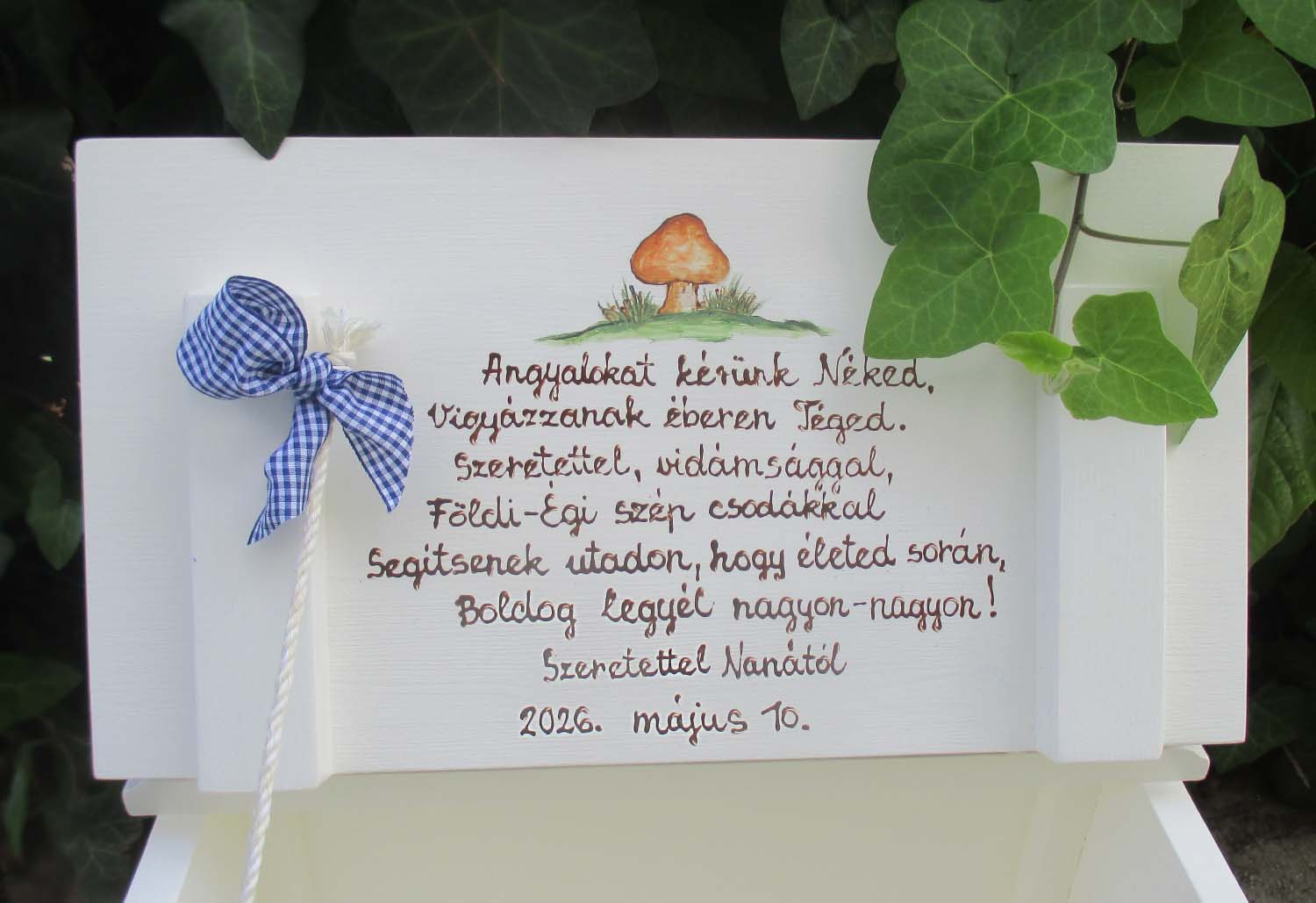 Festett névreszóló Keresztelő láda - Teddy mackó - Image 3